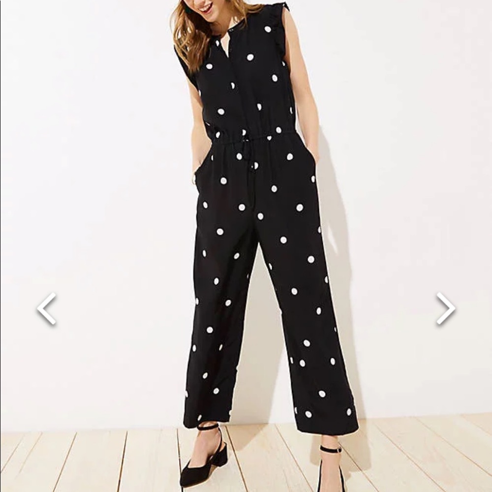 LOFT Flutter Sleeve Polka Dot Jumpsuit
